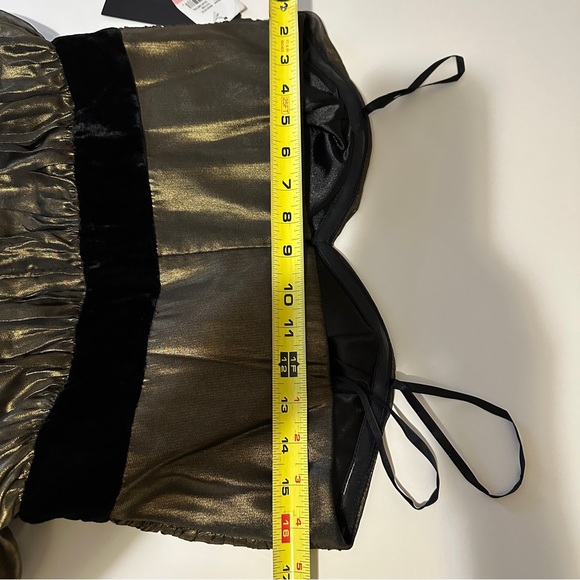 MISS SIXTY M60 Gold Shimmer Black Velvet Strapless Gun Metal Party Dress Size 10 - Picture 6 of 10